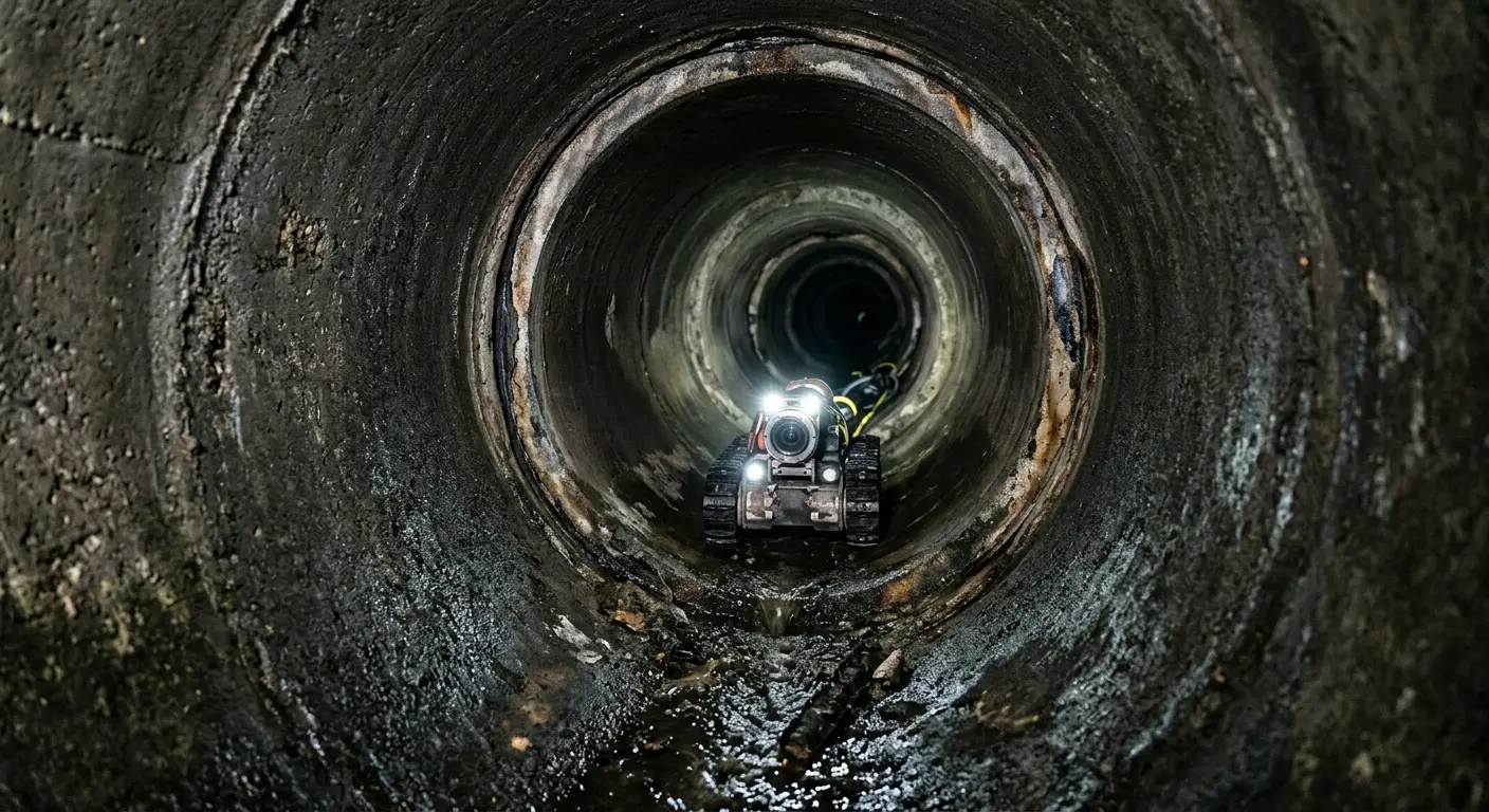 Robotic sewer camera inspecting pipe interior for Sewer Line Repair in Harwich